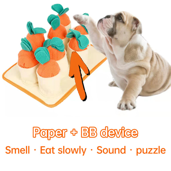 Dog Sniffing Training Toy Snuffle Mat, Carrots Harvest Puppy Slow Feeding Mat, Pet Interactive Puzzle IQ Squeaky Toy, Interesting Pet Activity Stuffed Toy for Stress Release, Natural Foraging Skills