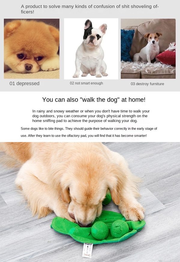 Dog Snuffle Mat Sniffing Training Pad Puzzle Voice Plush Nosework Puppy Peas Toy AU