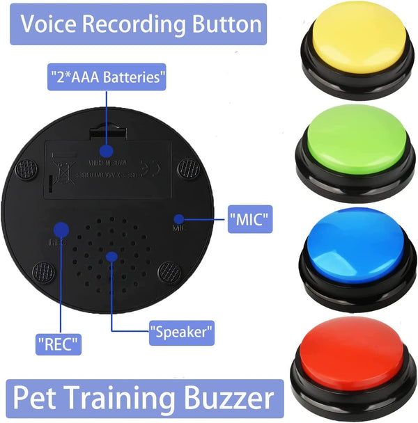 4Pcs Dog Toys Buttons Record Talking Pet Starter Recordable Speaking Training AU