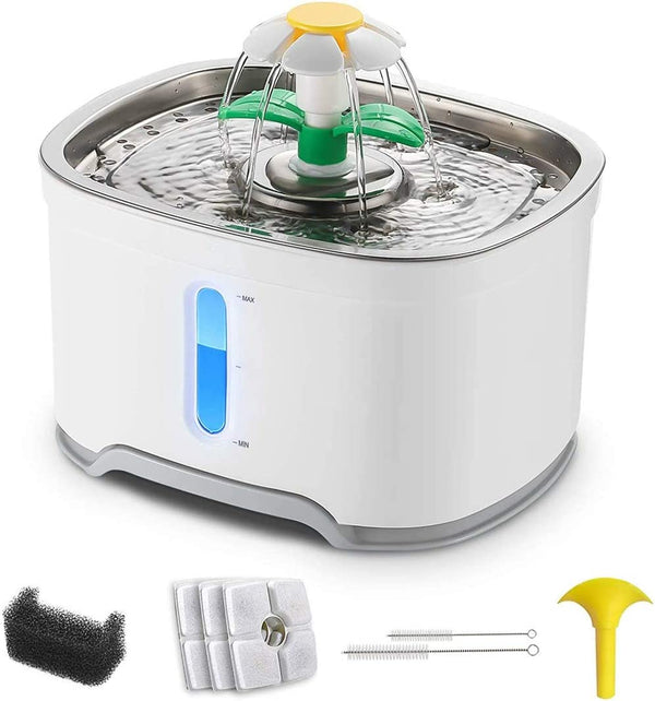 2.5L LED Automatic Electric Pet Water Fountain Dog Cat Drinking Bowl Waterfall