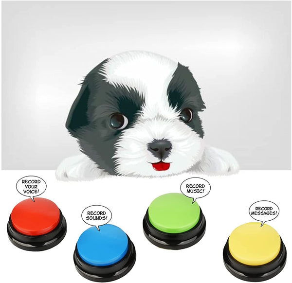 4Pcs Dog Toys Buttons Record Talking Pet Starter Recordable Speaking Training AU