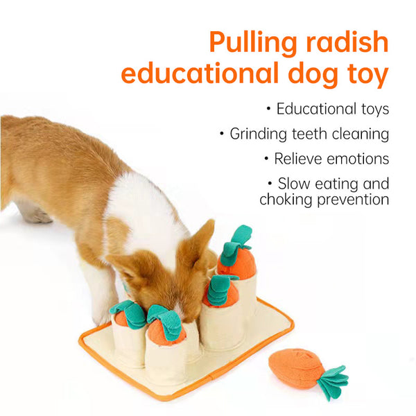 Dog Sniffing Training Toy Snuffle Mat, Carrots Harvest Puppy Slow Feeding Mat, Pet Interactive Puzzle IQ Squeaky Toy, Interesting Pet Activity Stuffed Toy for Stress Release, Natural Foraging Skills