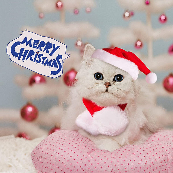 Christmas Dog Hat Pet Cap Bandana Scarf Bibs Party Costume for Doggy Cats Collar Christmas Pet Costume Accessories Kit Plaids Dog Bandana Christmas Hat Adjustable Bow Tie Collar Pet Triangle Bib Kerchief Dog Scarf for Cat Puppy Dog