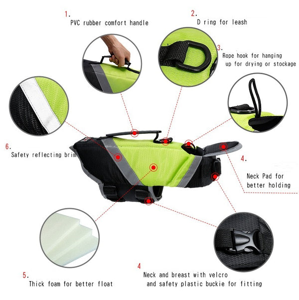 Dog Life Jacket Pet Safety Vest Swimming Boating Float Aid Buoyancy Lifesaver XL