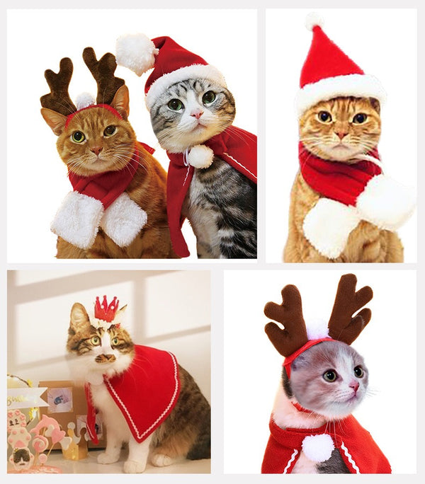 Christmas Dog Hat Pet Cap Bandana Scarf Bibs Party Costume for Doggy Cats Collar Christmas Pet Costume Accessories Kit Plaids Dog Bandana Christmas Hat Adjustable Bow Tie Collar Pet Triangle Bib Kerchief Dog Scarf for Cat Puppy Dog
