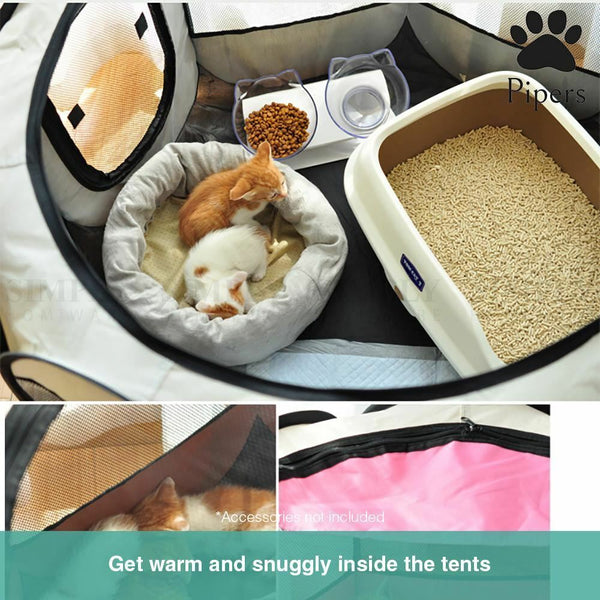 8 Panel Pet Delivery Room Tent Dog Cat Play Pens Kennel Portable Folding Crate