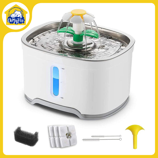 2.5L LED Automatic Electric Pet Water Fountain Dog Cat Drinking Bowl Waterfall