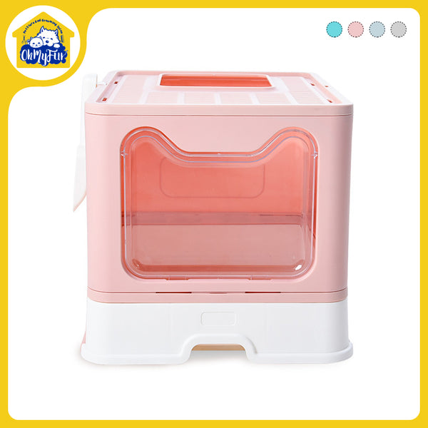 Self-Cleaning Hooded Cat Litter Box Enclosed Large Kitty Toilet Box Tray Refills