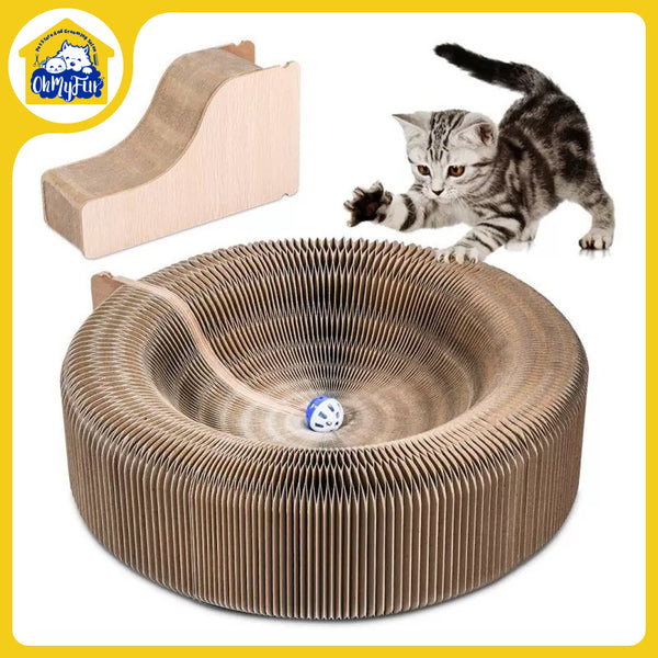 52CM Magic Organ Cat Scratching Board Bed Pad Toy Bell Ball Interactive Lounge