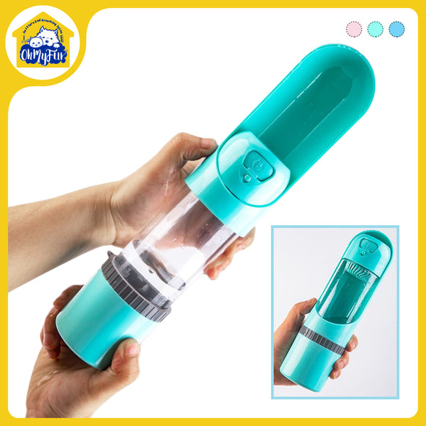 4in1 Dog Cat Pet Water Bottle Cup Drinking Travel Outdoor Portable Feeder Filter