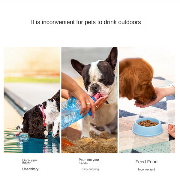 4in1 Dog Cat Pet Water Bottle Cup Drinking Travel Outdoor Portable Feeder Filter