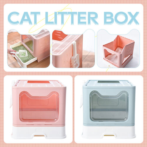 Self-Cleaning Hooded Cat Litter Box Enclosed Large Kitty Toilet Box Tray Refills