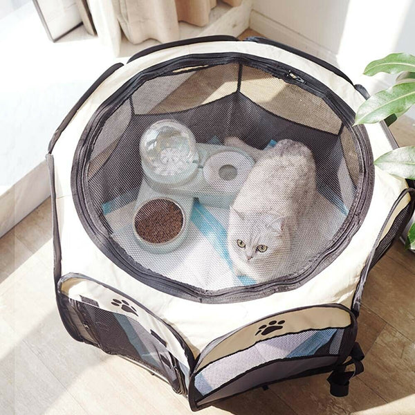 8 Panel Pet Delivery Room Tent Dog Cat Play Pens Kennel Portable Folding Crate