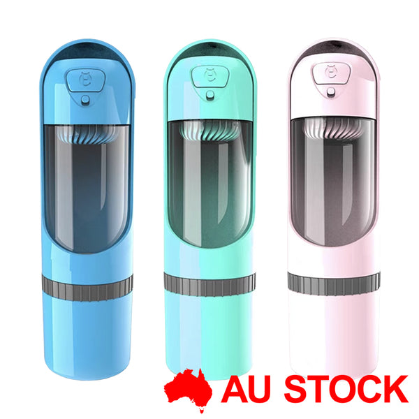 4in1 Dog Cat Pet Water Bottle Cup Drinking Travel Outdoor Portable Feeder Filter