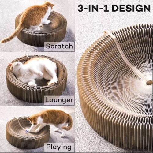 52CM Magic Organ Cat Scratching Board Bed Pad Toy Bell Ball Interactive Lounge