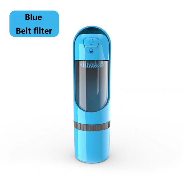 4in1 Dog Cat Pet Water Bottle Cup Drinking Travel Outdoor Portable Feeder Filter