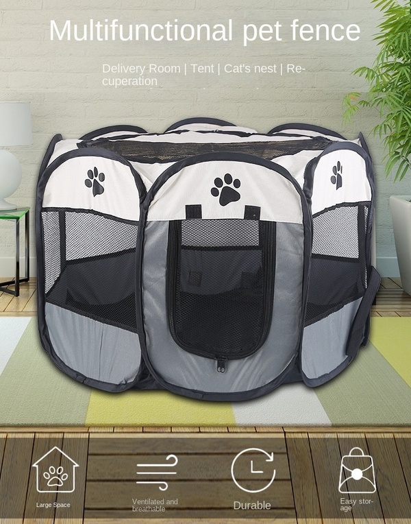 8 Panel Pet Delivery Room Tent Dog Cat Play Pens Kennel Portable Folding Crate