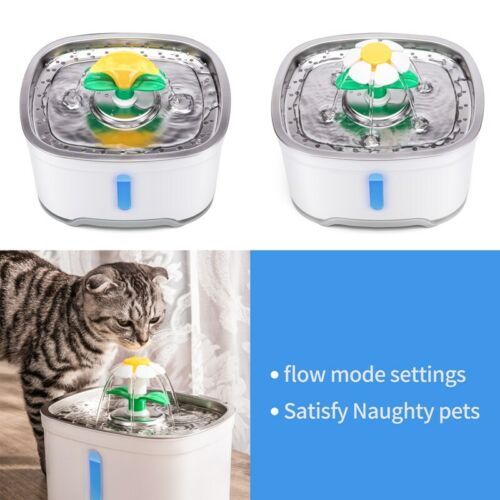 2.5L LED Automatic Electric Pet Water Fountain Dog Cat Drinking Bowl Waterfall