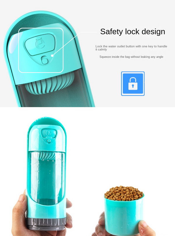 4in1 Dog Cat Pet Water Bottle Cup Drinking Travel Outdoor Portable Feeder Filter