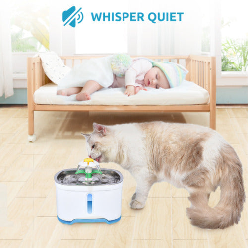 2.5L LED Automatic Electric Pet Water Fountain Dog Cat Drinking Bowl Waterfall