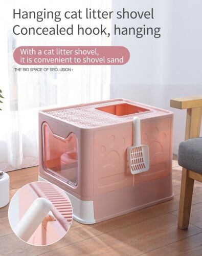 Self-Cleaning Hooded Cat Litter Box Enclosed Large Kitty Toilet Box Tray Refills