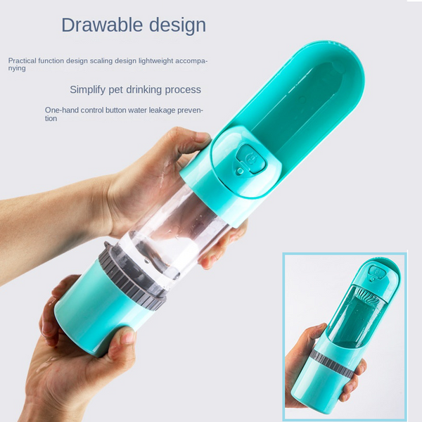 4in1 Dog Cat Pet Water Bottle Cup Drinking Travel Outdoor Portable Feeder Filter