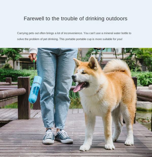 4in1 Dog Cat Pet Water Bottle Cup Drinking Travel Outdoor Portable Feeder Filter