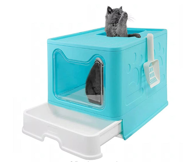 Self-Cleaning Hooded Cat Litter Box Enclosed Large Kitty Toilet Box Tray Refills