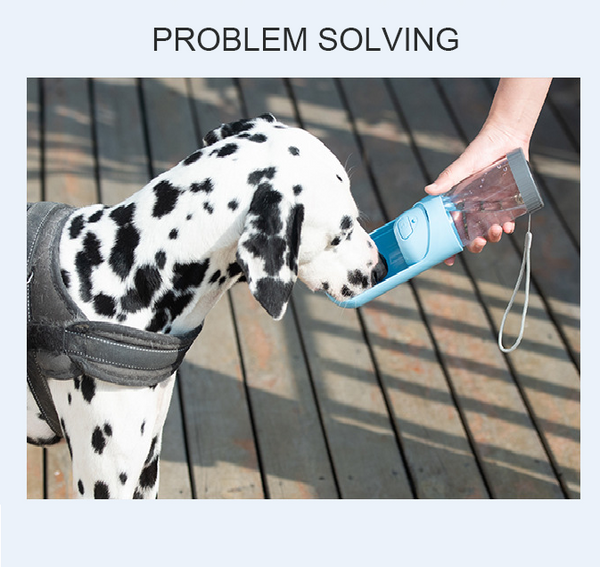 4in1 Dog Cat Pet Water Bottle Cup Drinking Travel Outdoor Portable Feeder Filter